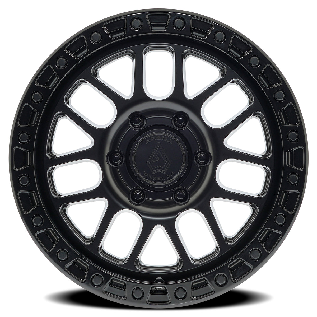 Arena Wheels A119 Boost Satin Black Center Gloss Black Lip 6 lug