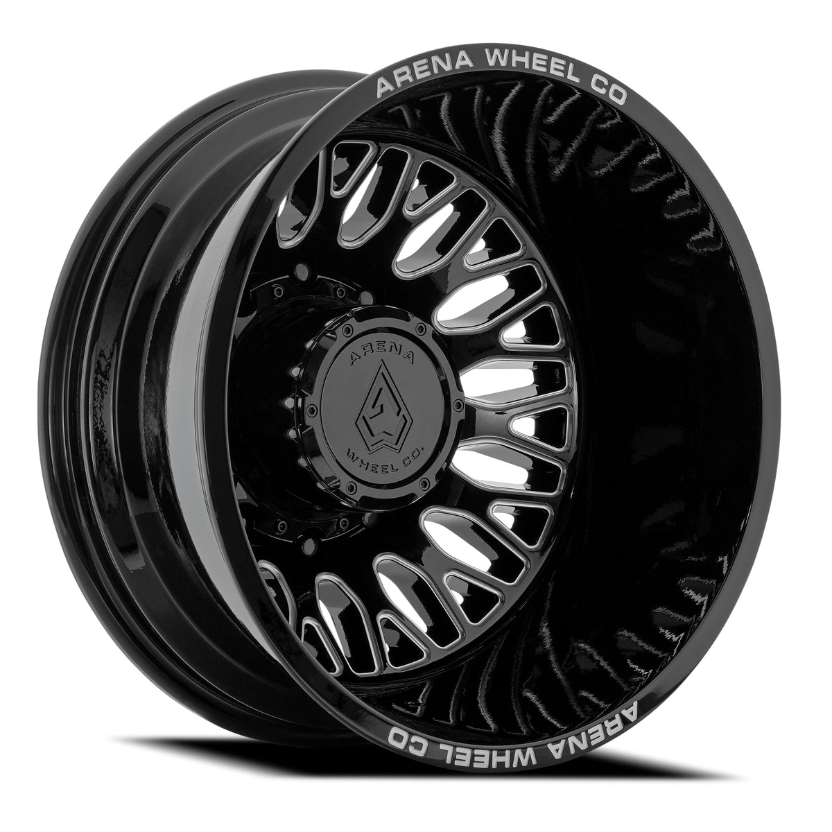 Arena Wheels A121 Monarch Dually Gloss Black and Milled Rear Outer