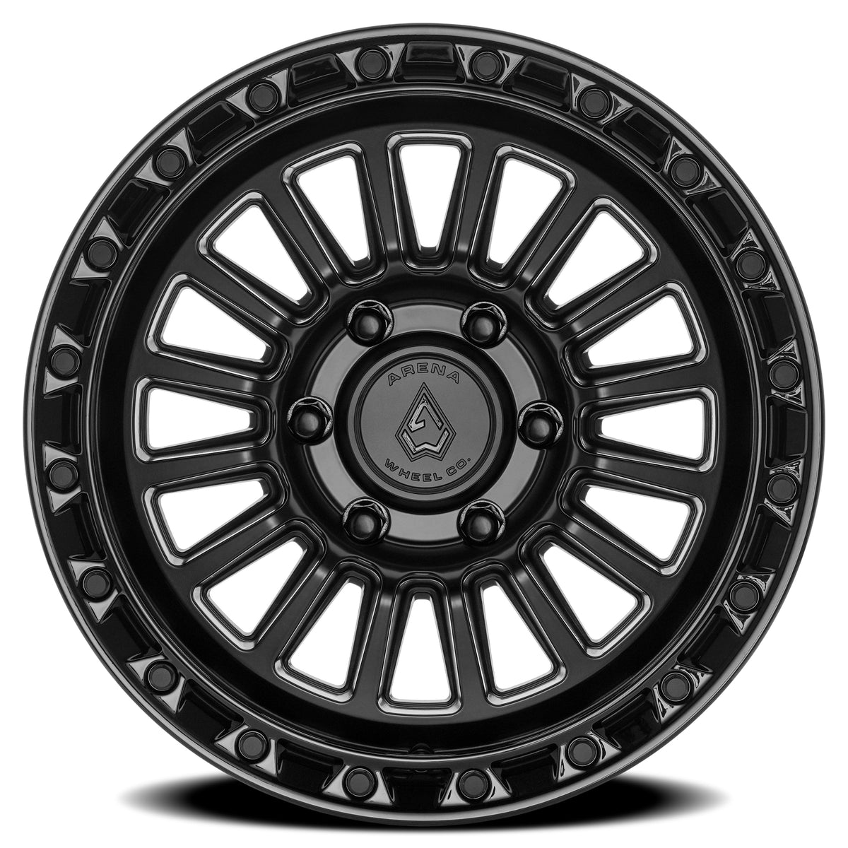 Arena Wheels A130 Podium Satin Black Center Gloss Black Lip 6 lug