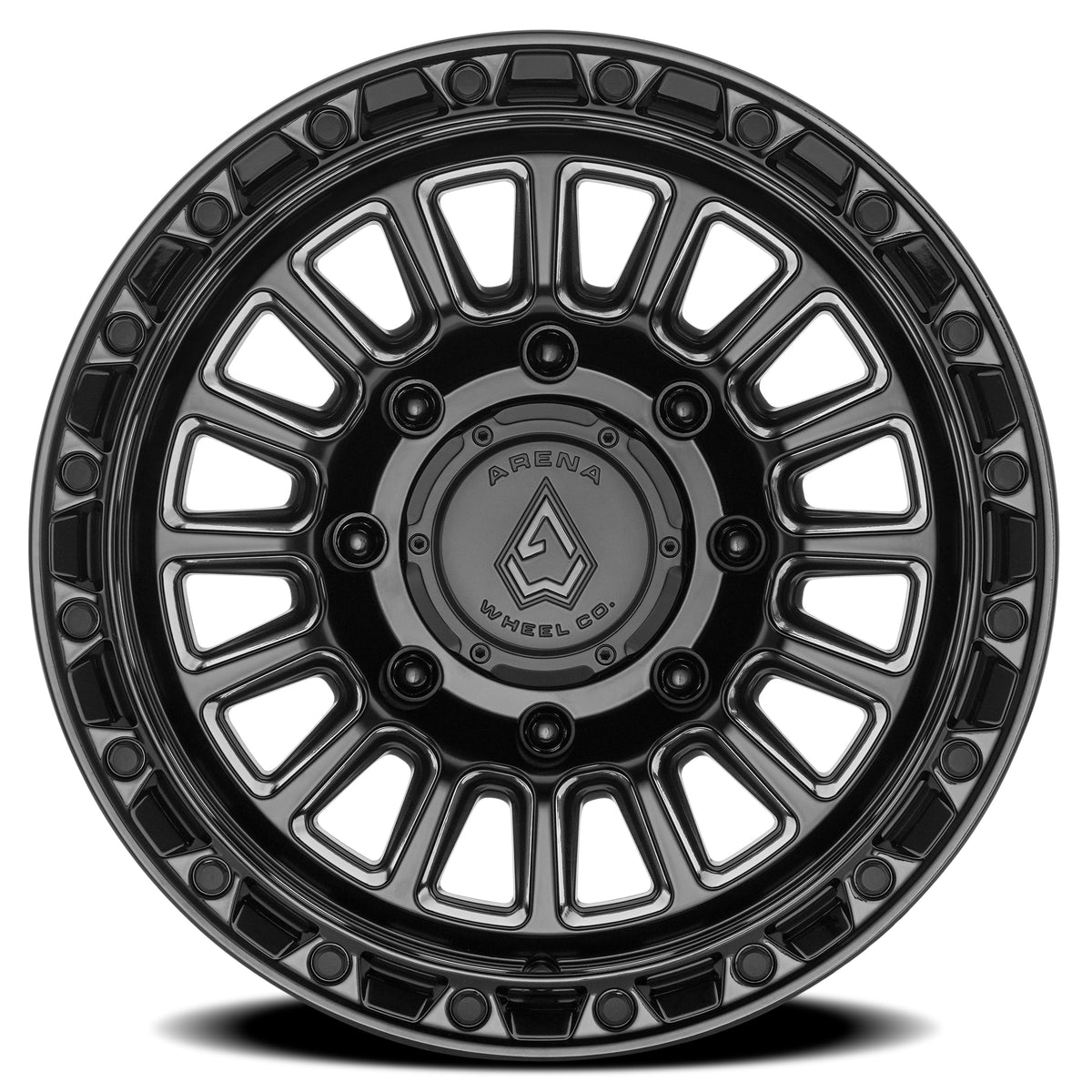 Arena Wheels A130 Podium Satin Black Center Gloss Black Lip 8 lug
