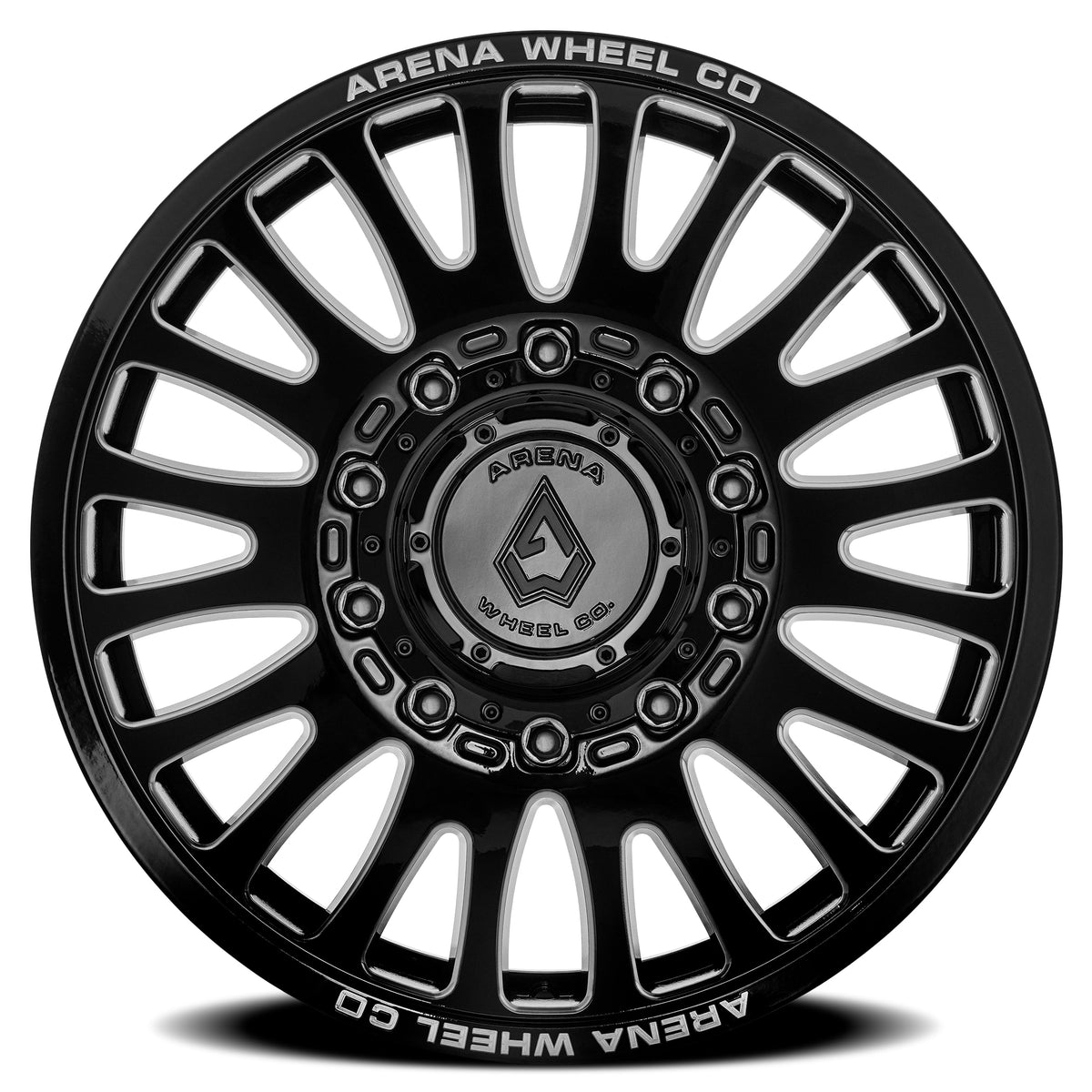 Arena Wheels A136 Sultan Dually Gloss Black and Milled Front