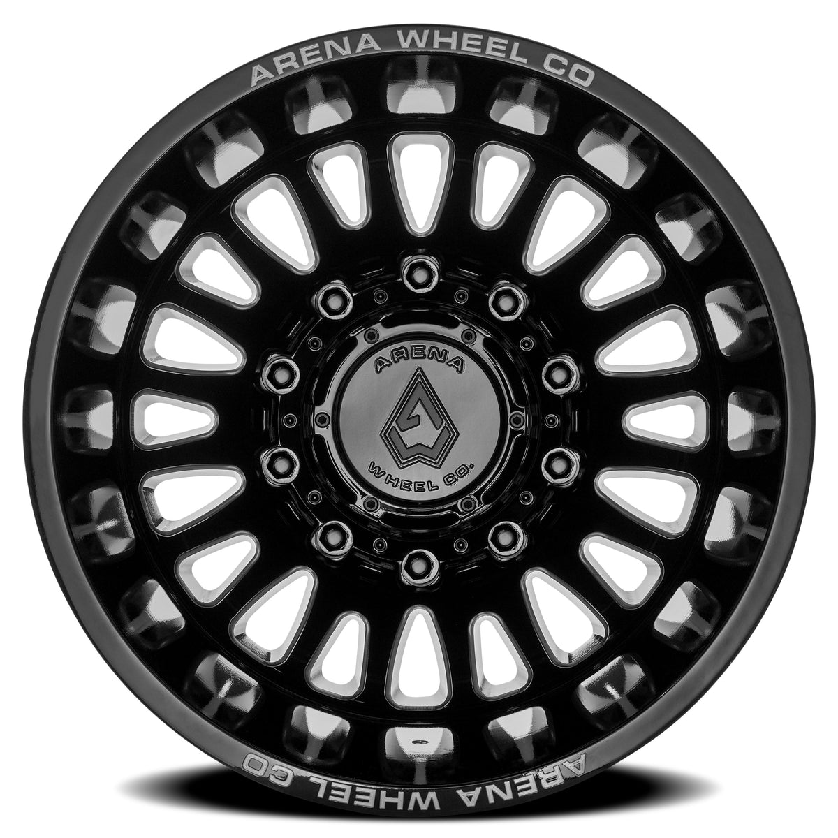 Arena Wheels A136 Sultan Dually Gloss Black and Milled Rear Outer