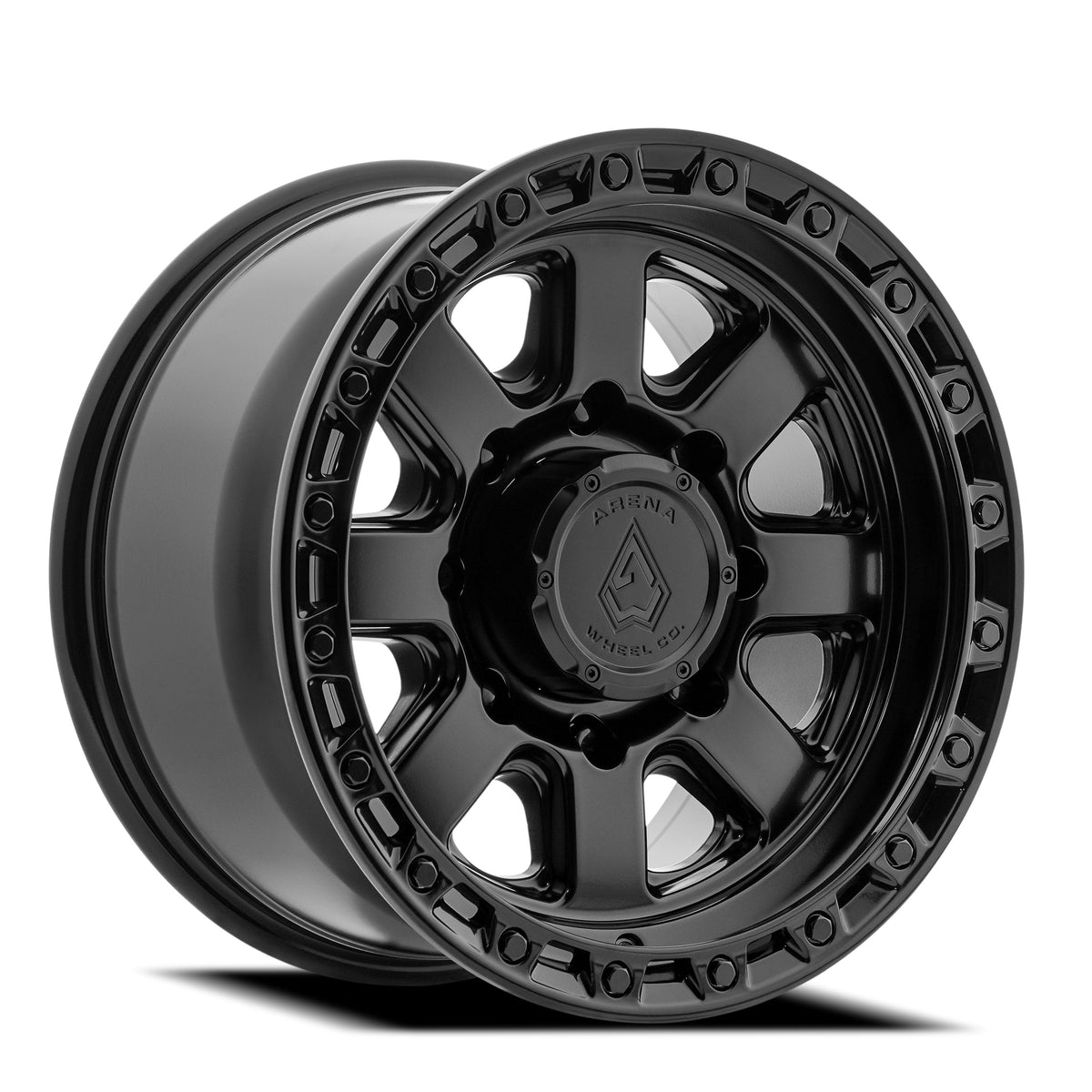 Arena Wheels A148 Bandit Satin Black Center Gloss Black Lip 8 lug