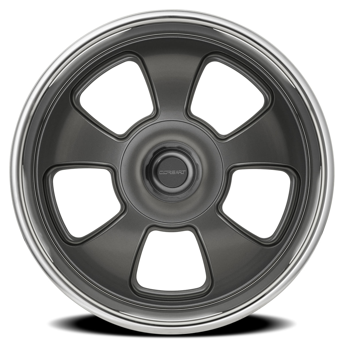 Corsart Wheels C107 Malibu Satin Gun Metal Center Diamond Cut Lip face view