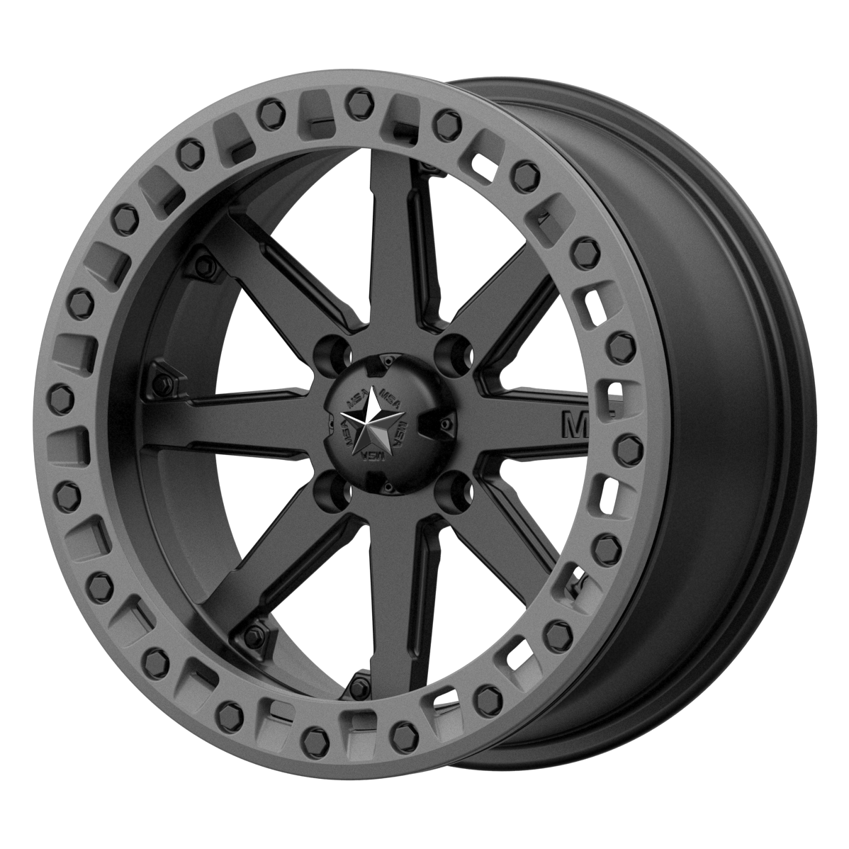 MSA Offroad Wheels M31 Lok2 Utv Beadlock Satin Black with Matte Gray Ring