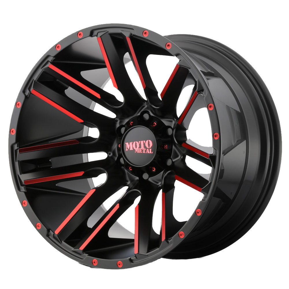 Moto Metal Wheels MO978 Razor Satin Black Machined with Red Clear Coat