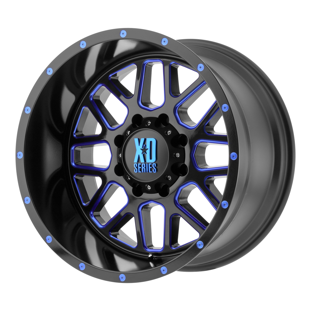 XD Series Wheels XD820 Grenade Satin Black Mill with Blue Tint