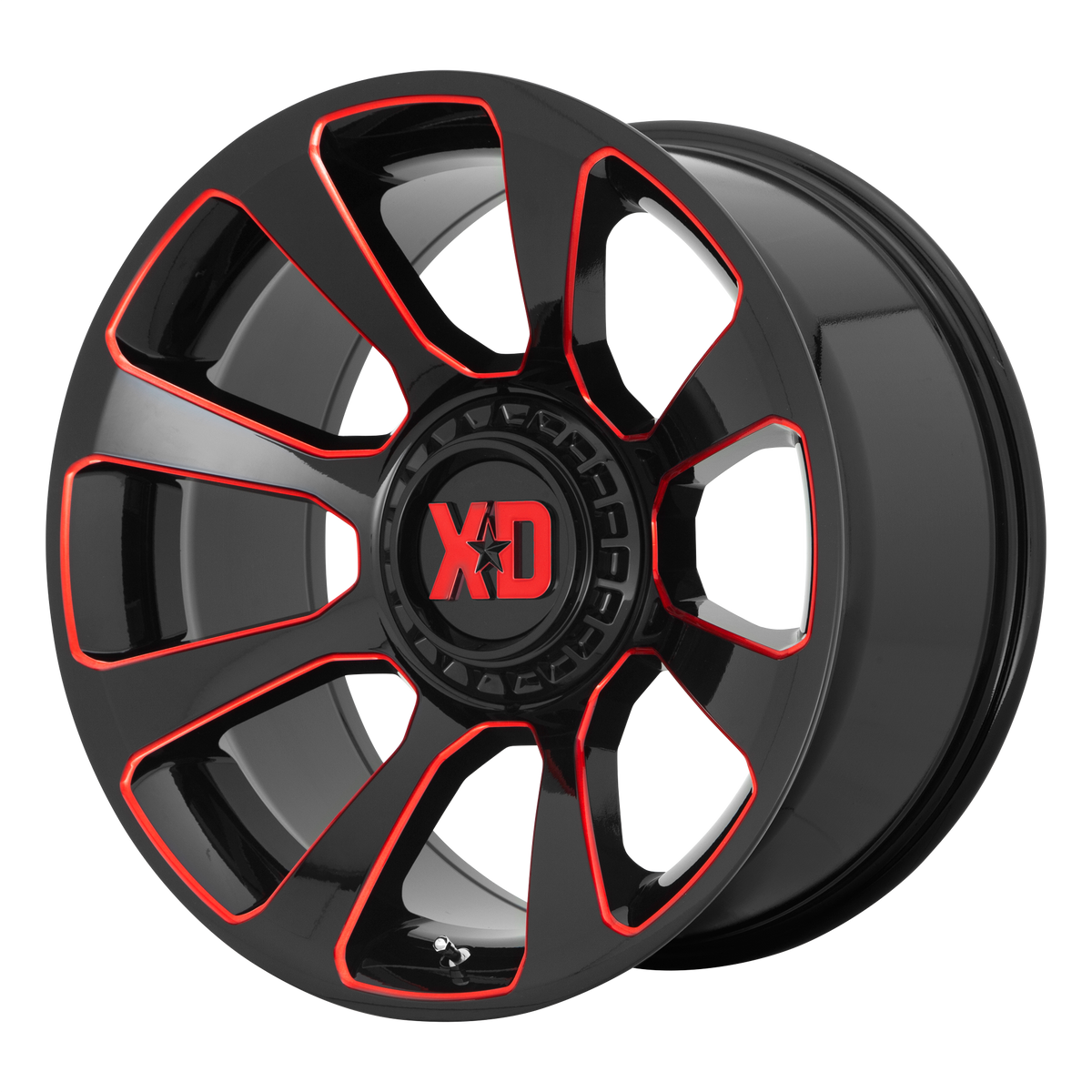 XD Series Wheels XD854 Reactor Gloss Black Milled with Red Tint