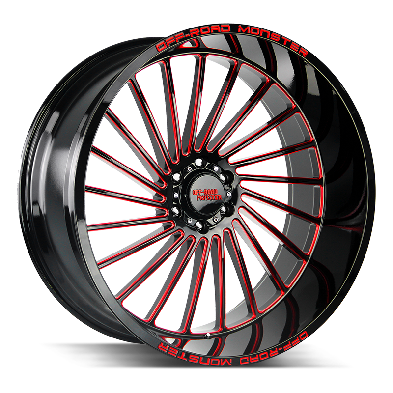 Off-Road Monster Wheels M27 Gloss Black Candy Red Milled - Wheels Outlet