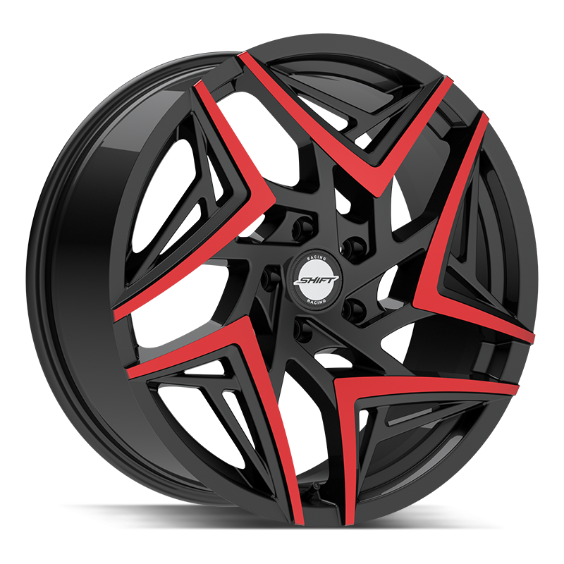 Shift Wheels H36 Valve Gloss Black Machined Red Tips - Wheels Outlet