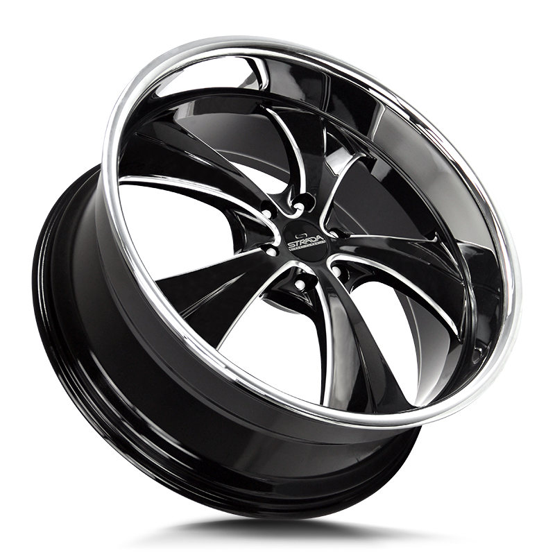 Strada Classics Wheels C02 Old Skool Gloss Black Milled SS Lip - Wheels Outlet