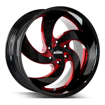 Strada Classics Wheels C05 Retro 5 Gloss Black Candy Red Milled - Wheels Outlet
