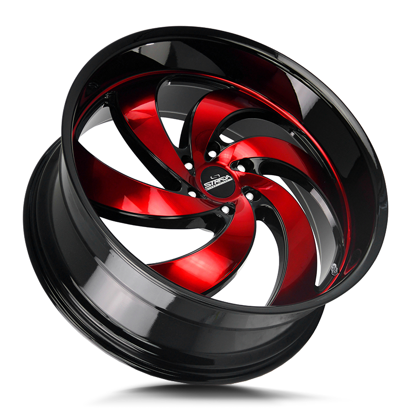 Strada Classics Wheels C06 Retro 6 Gloss Black Candy Red Machine - Wheels Outlet