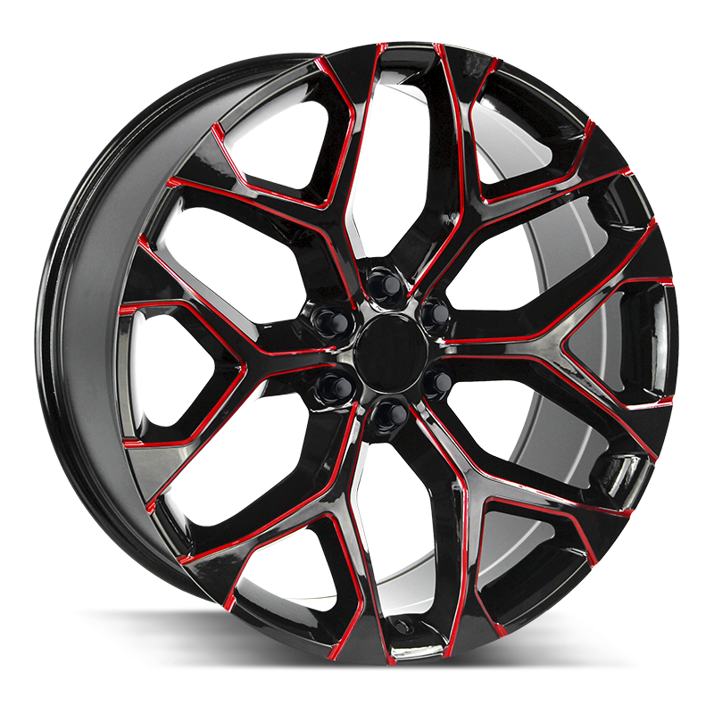 Strada OE Replica Wheels R176 Snowflake Gloss Black Candy Red Milled - Wheels Outlet