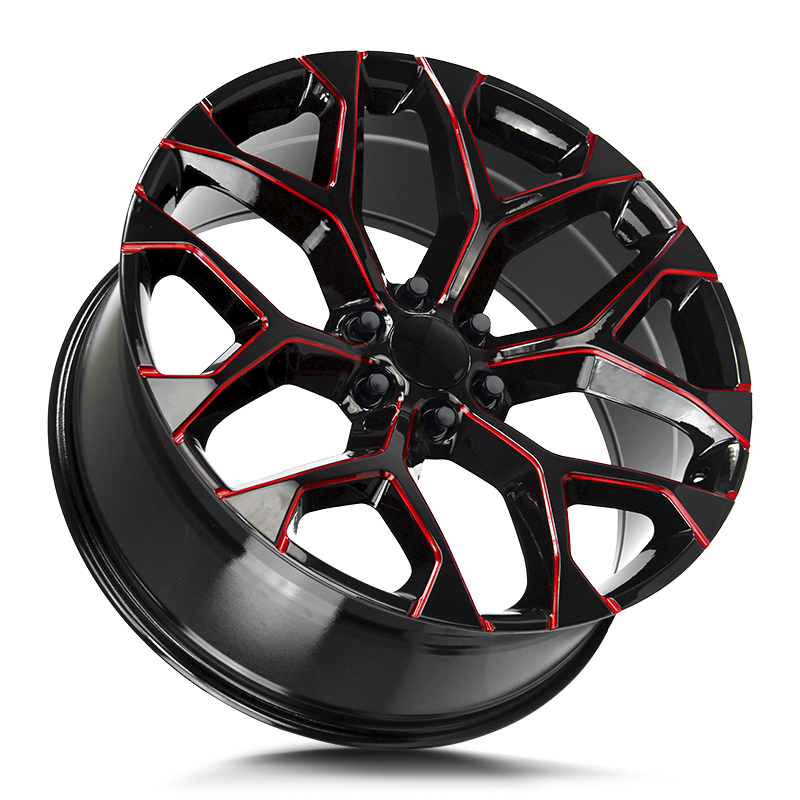Strada OE Replica Wheels R176 Snowflake Gloss Black Candy Red Milled - Wheels Outlet