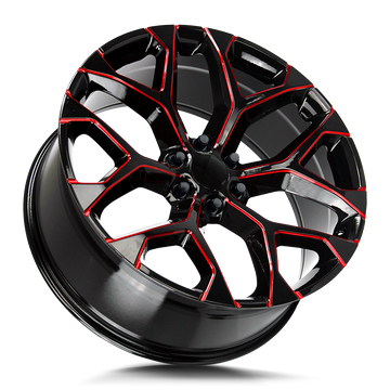 Strada OE Replica Wheels R176 Snowflake Gloss Black Candy Red Milled - Wheels Outlet