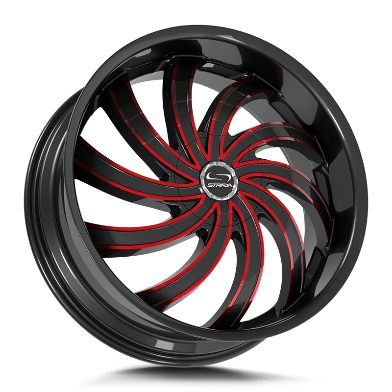Strada Wheels G04 Flame Gloss Black Candy Red Milled - Wheels Outlet