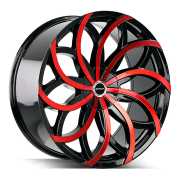 Strada Wheels S61 Huracan Gloss Black Candy Red Machine - Wheels Outlet