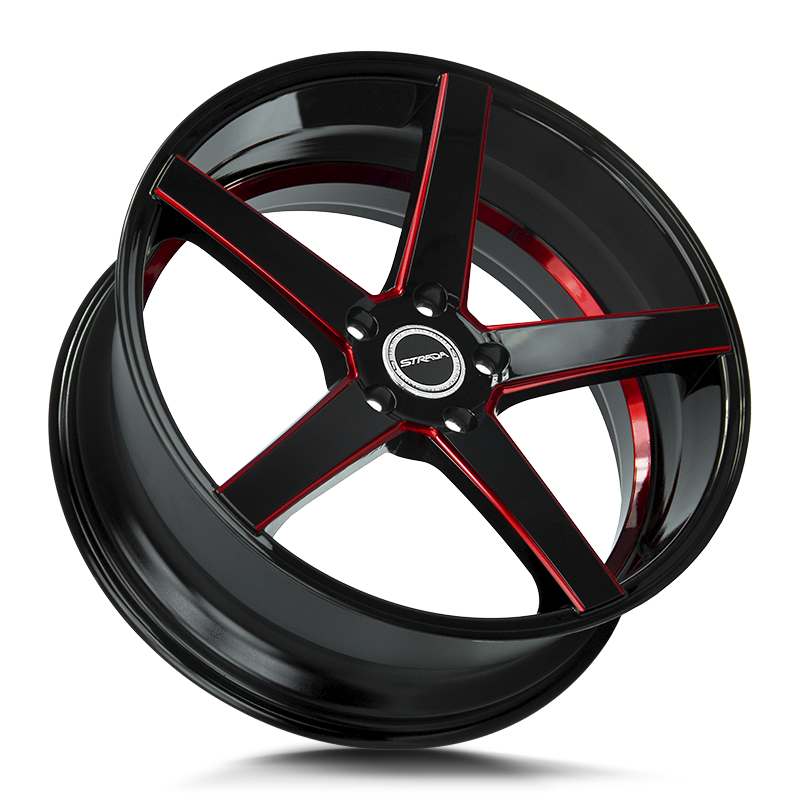 Strada Wheels SF35 Perfetto Gloss Black Candy Red Milled - Wheels Outlet