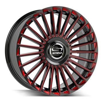 Strada Wheels SF68 Martello Gloss Black Candy Red Milled - Wheels Outlet