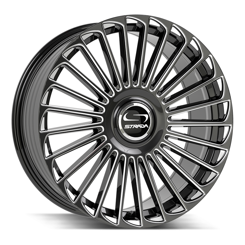 Strada Wheels SF68 Martello Gloss Black Milled - Wheels Outlet