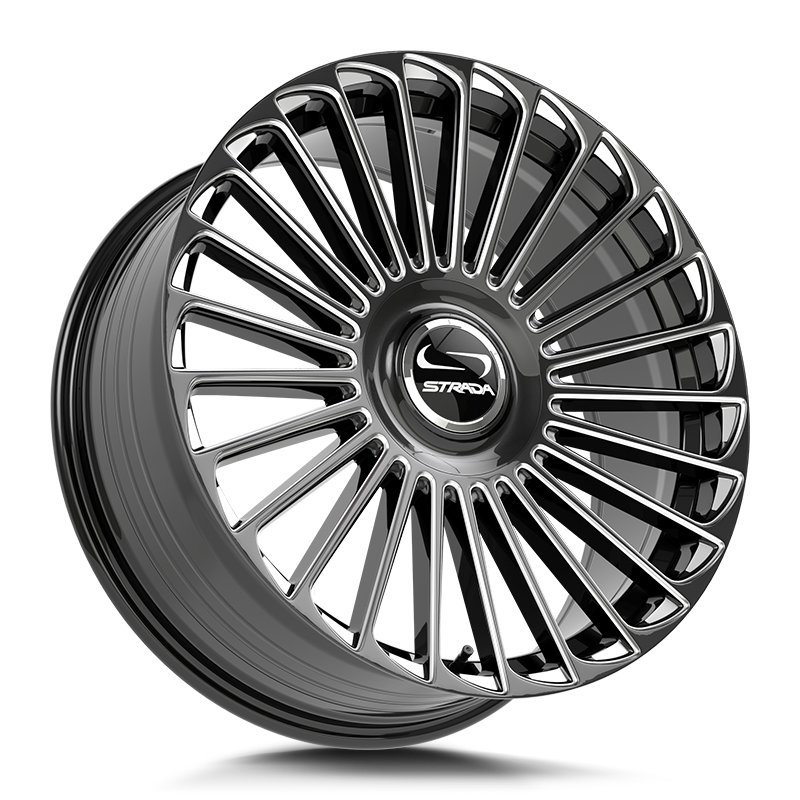 Strada Wheels SF68 Martello Gloss Black Milled - Wheels Outlet