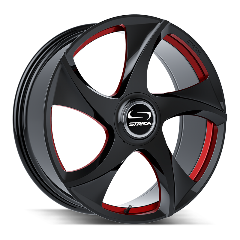 Strada Wheels SF69 Vino Gloss Black Candy Red Milled - Wheels Outlet