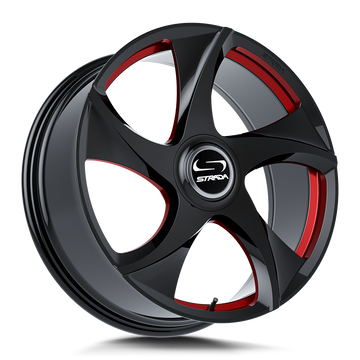 Strada Wheels SF69 Vino Gloss Black Candy Red Milled - Wheels Outlet