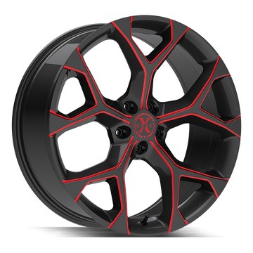 Xcess Wheels X05 5 Flake Gloss Black Candy Red Milled - Wheels Outlet