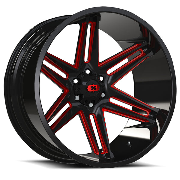 Vision Wheels 363 Razor Black Milled Red