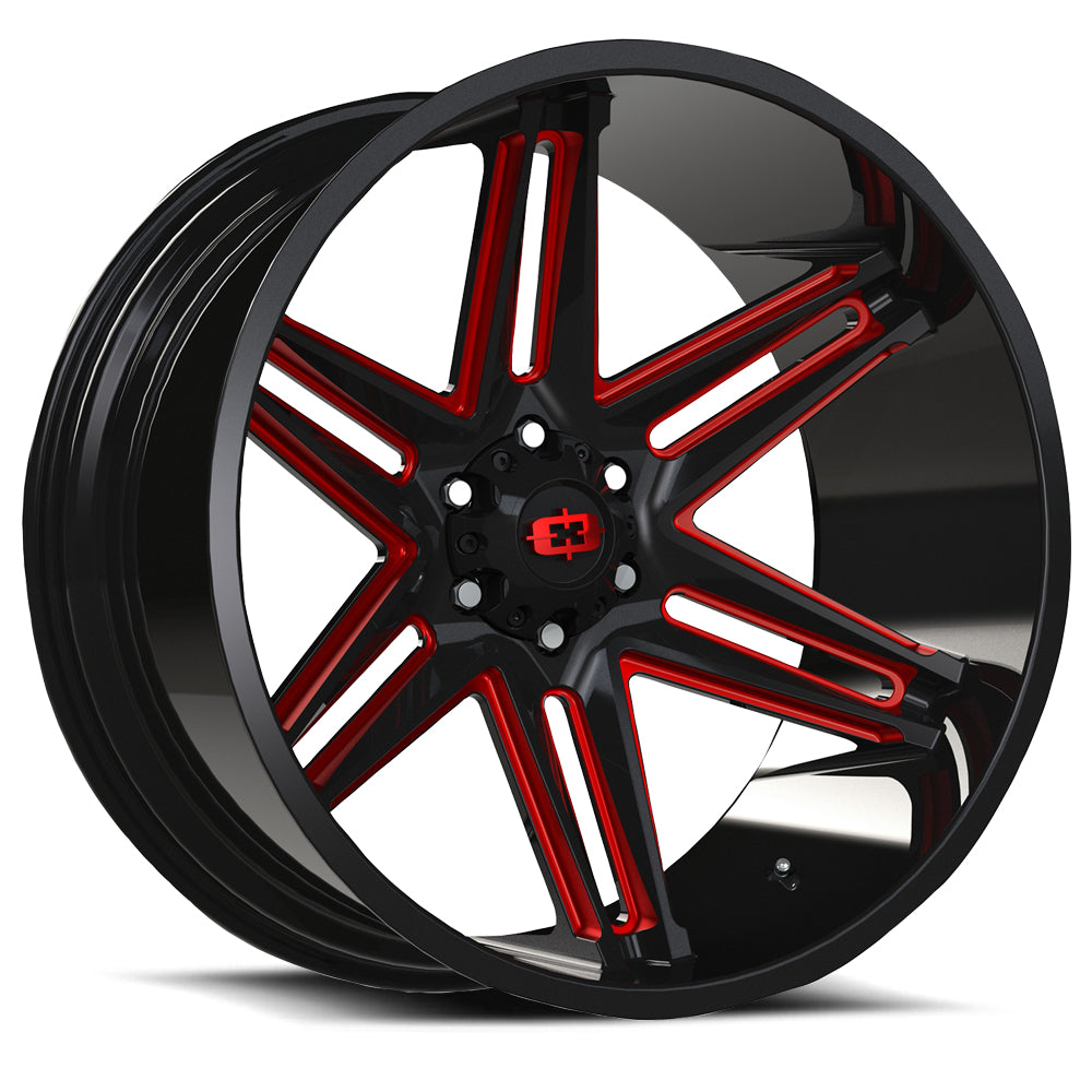 Vision Wheels 363 Razor Black Milled Red