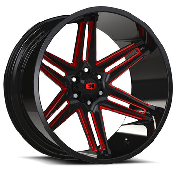 Vision Wheels 363 Razor Black Milled Red