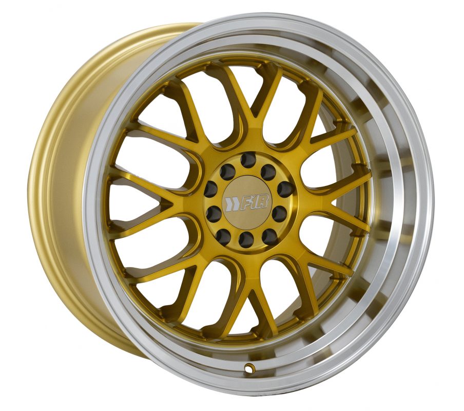 F1R Wheels F21 v2 Machine Gold Polish Lip