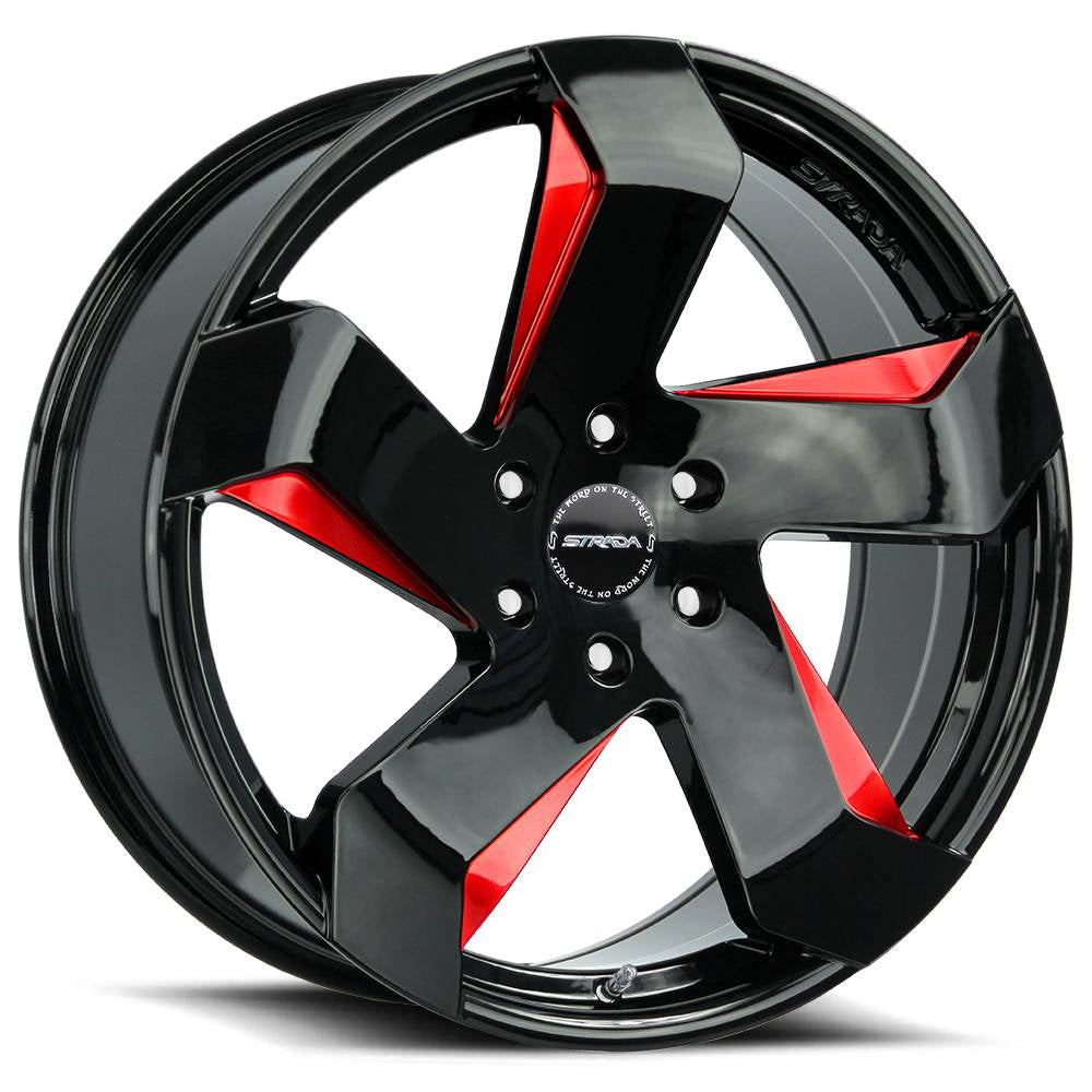 Strada Wheels S65 Coltello Black Milled Red - Wheels Outlet