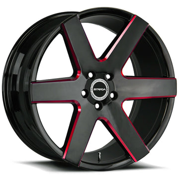 Strada Wheels S60 Coda Black Milled Red - Wheels Outlet