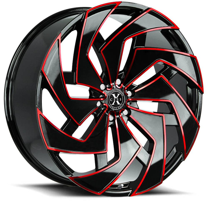 Xcess Wheels X04 Black Milled Red - Wheels Outlet