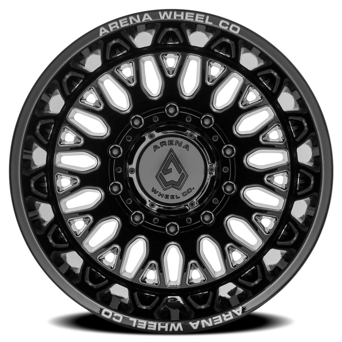 Arena Wheels A121 Monarch Dually Gloss Black and Milled Rear Outer
