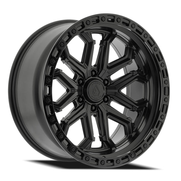 Arena Wheels A125 Jackal Satin Black Center Gloss Black Lip