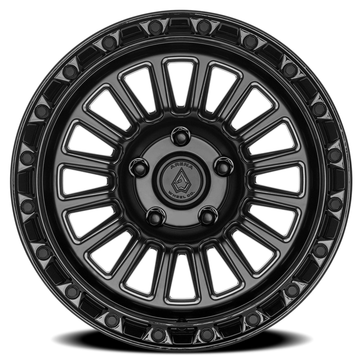Arena Wheels A130 Podium Satin Black Center Gloss Black Lip 5 lug