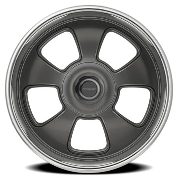 Corsart Wheels C107 Malibu Satin Gun Metal Center Diamond Cut Lip face view