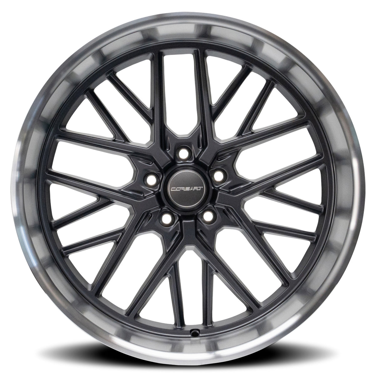 Corsart Wheels R503 Kingpin 5 Matte Gunmetal with Diamond Cut Lip face view