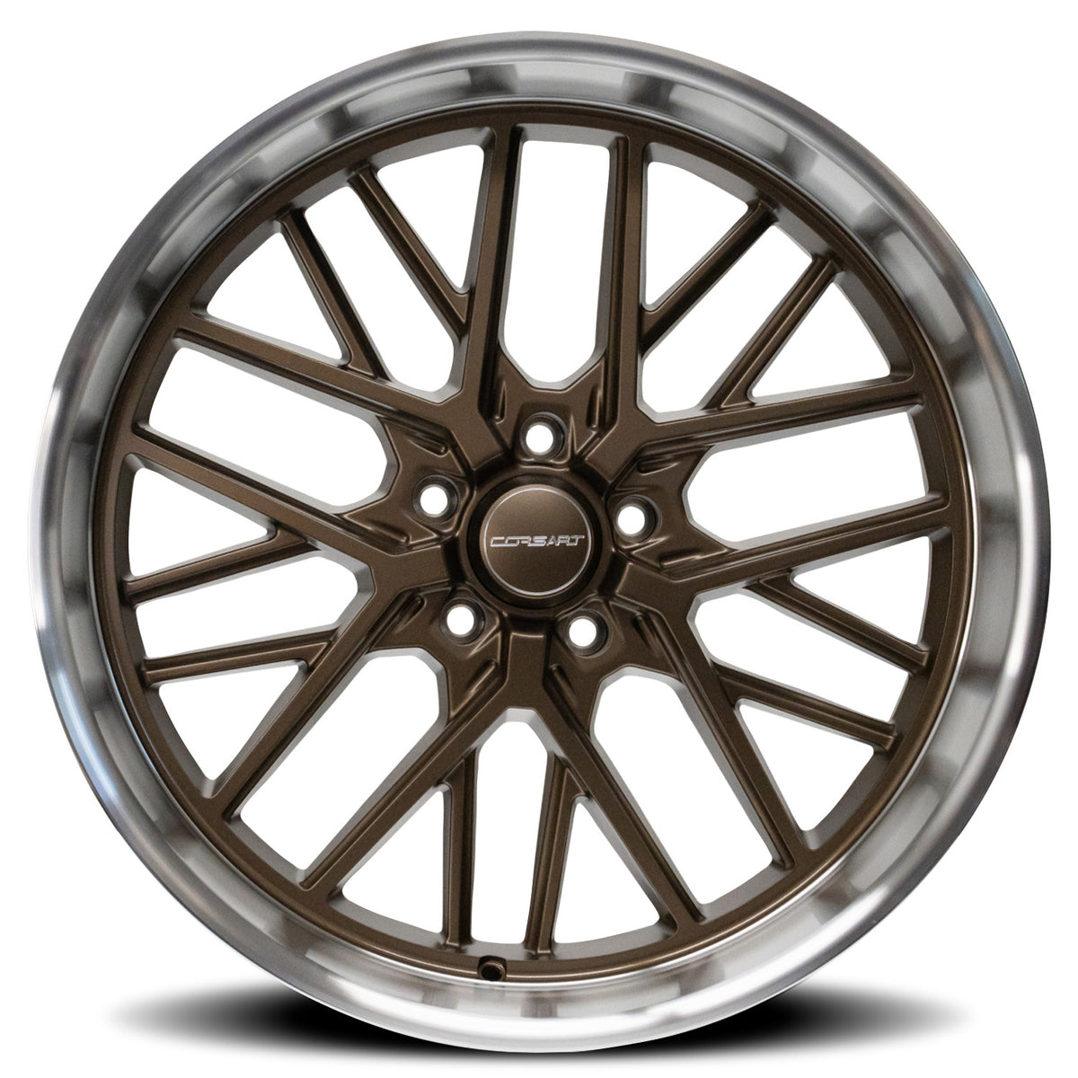 Corsart Wheels R504 Kingpin 5 Matte Bronze with Diamond Cut Lip face view