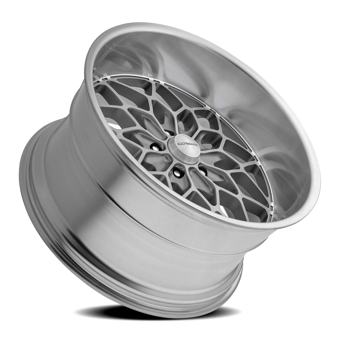 Corsart Wheels R513 Gunner Gloss Brushed with Diamond Cut Lip rear angle