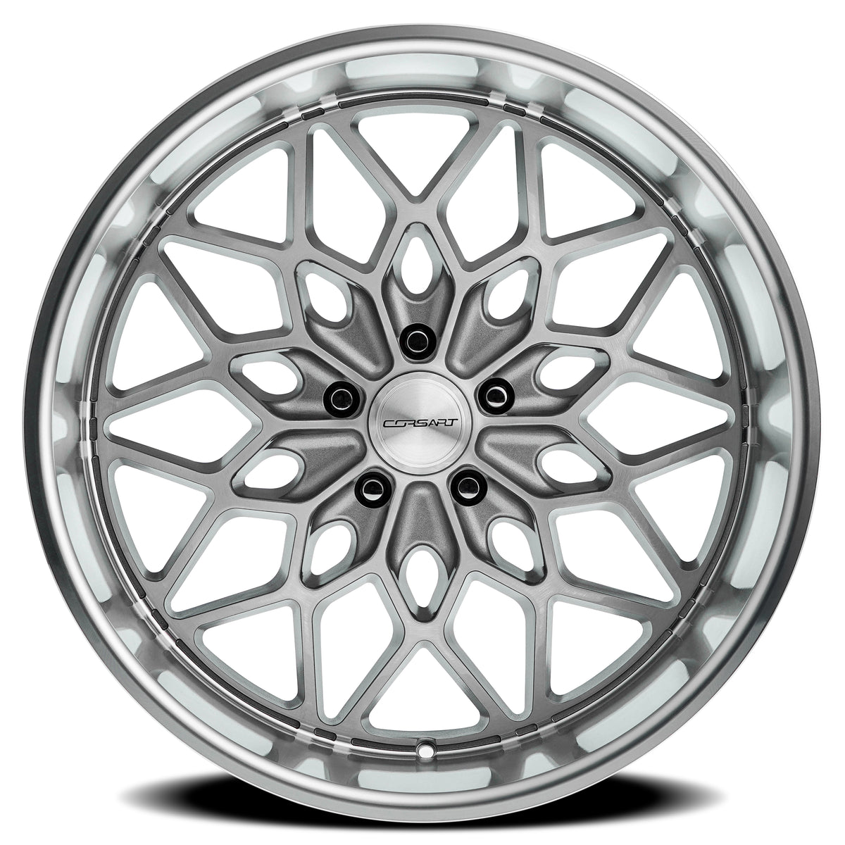Corsart Wheels R513 Gunner Gloss Brushed with Diamond Cut Lip face view
