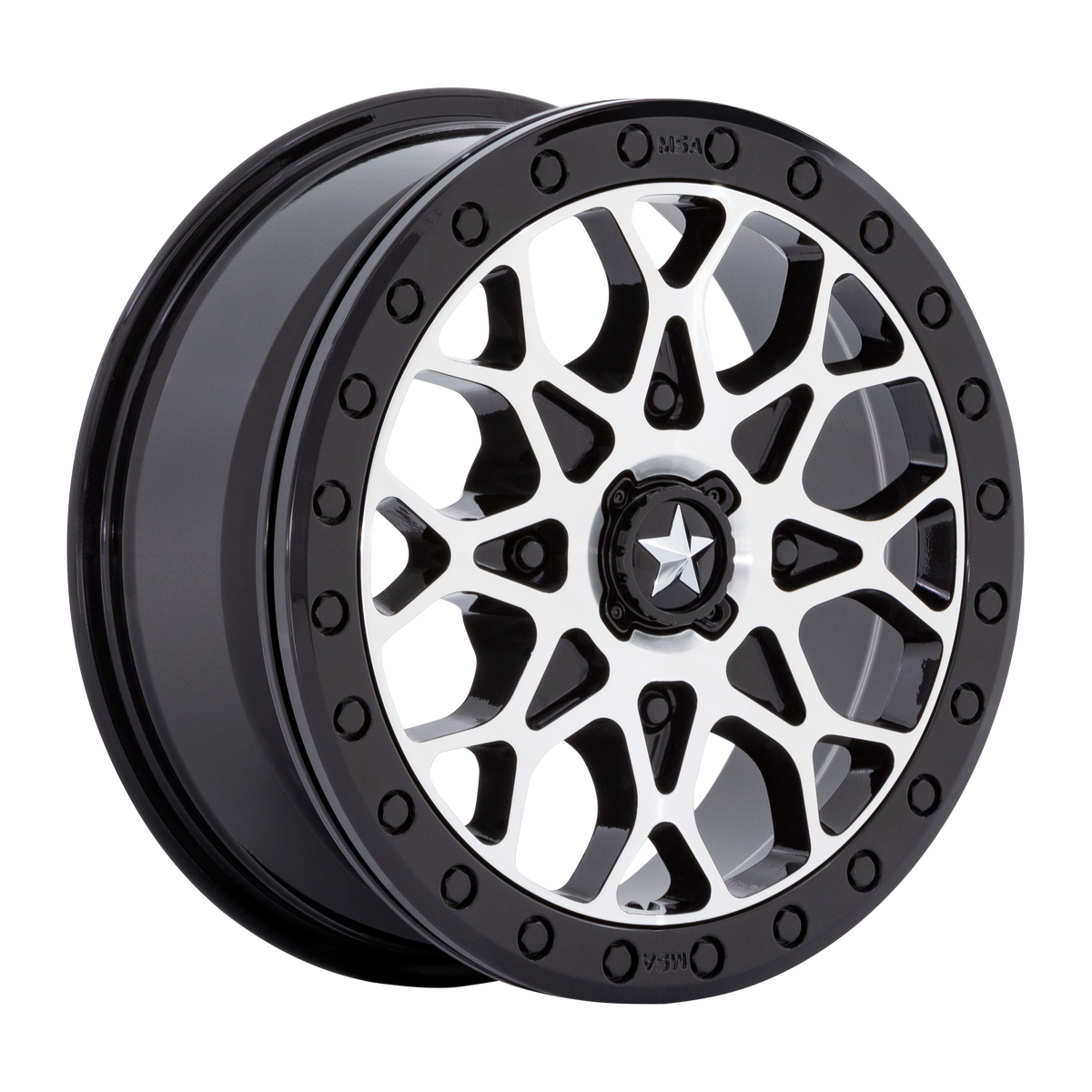 MSA Offroad Wheels M48 Portal Utv Beadlock Gloss Black Machined with Gloss Black Ring