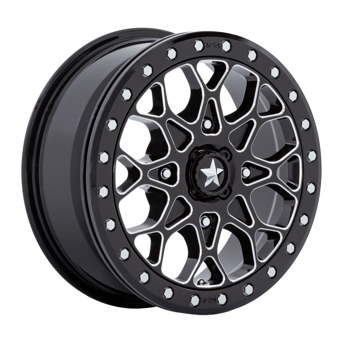 MSA Offroad Wheels M48 Portal Utv Beadlock Gloss Black Milled with Gloss Black Ring
