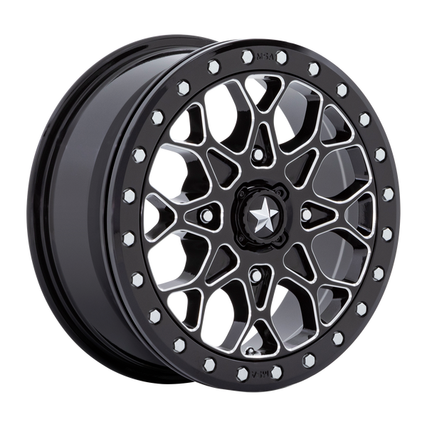 MSA Offroad Wheels M48 Portal Utv Beadlock Gloss Black Milled with Gloss Black Ring