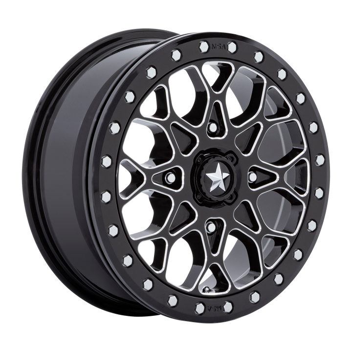 MSA Offroad Wheels M48 Portal Utv Beadlock Gloss Black Milled with Gloss Black Ring