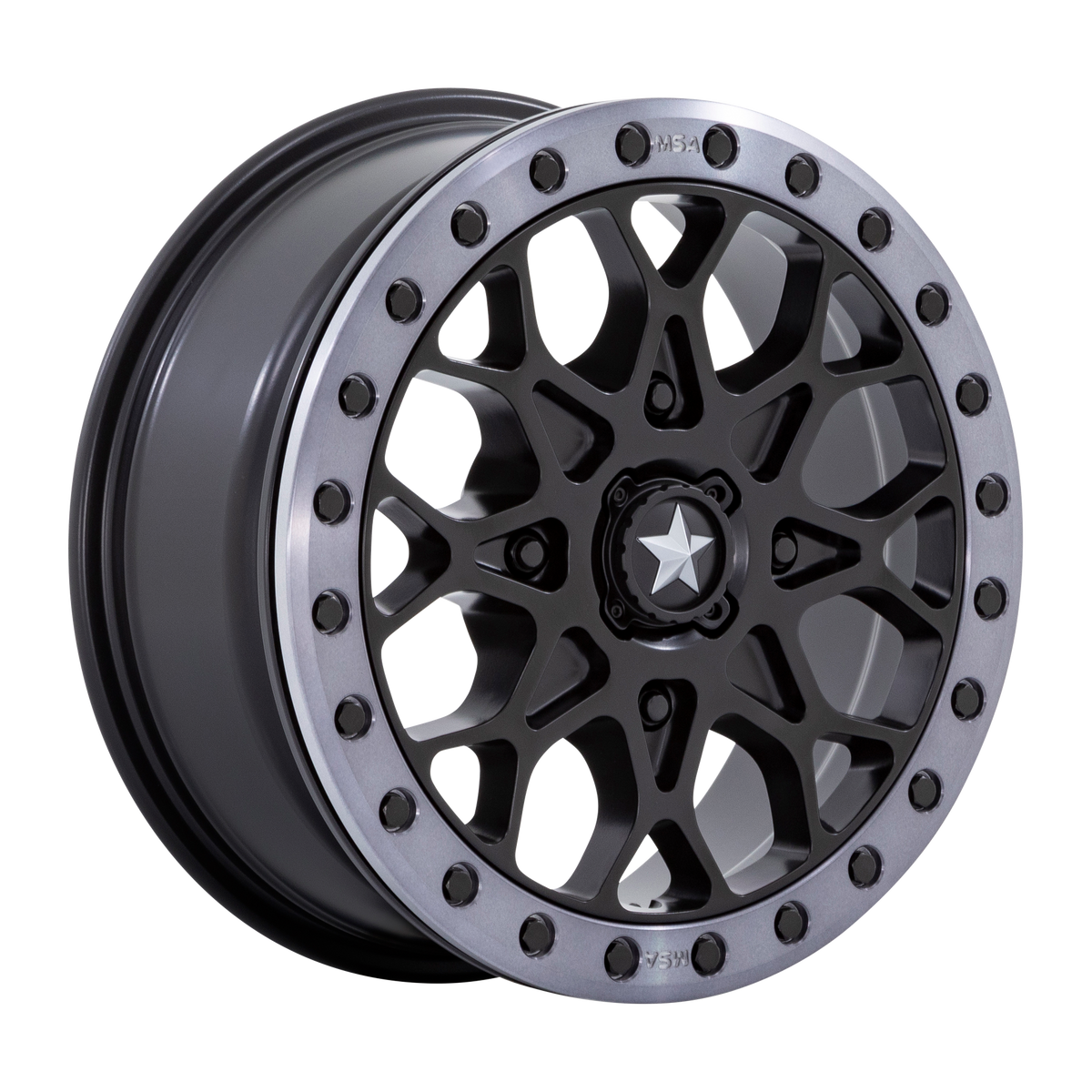 MSA Offroad Wheels M48 Portal Utv Beadlock Satin Black with Gray Tint Ring