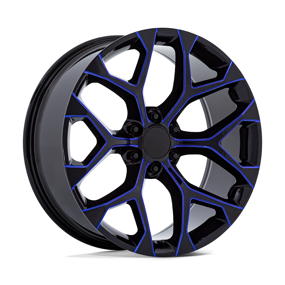 Performance Replicas Wheels PR176 Gloss Black Machined with Blue Milled